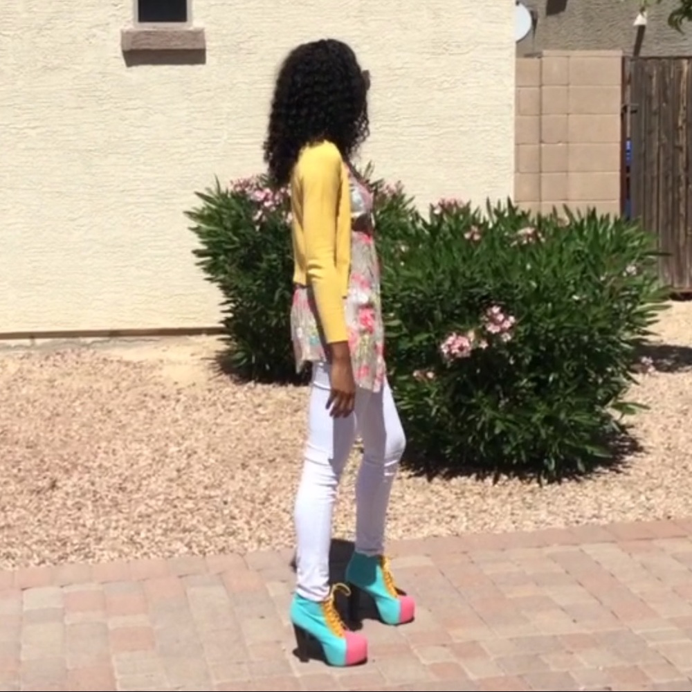 Bright Color Block Platform Booties - Picture 2 of 3